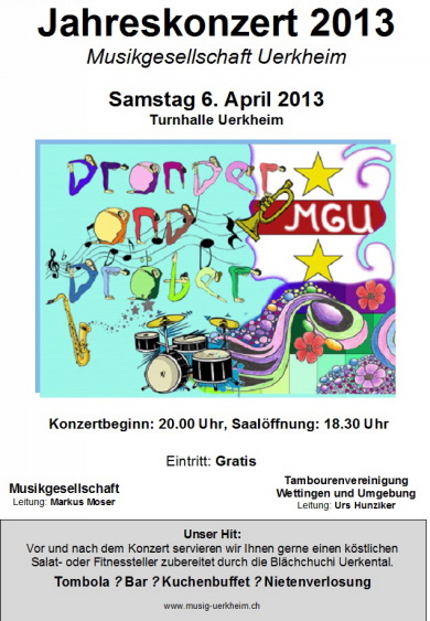 Titelblatt Jahreskonzert 2013 Dronder ond Dröber
